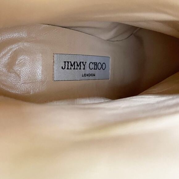 Jimmy Choo Tan Beige Leather Retro y2k Pointed Toe Heeled Ankle Boot IT 40.5 - Picture 12 of 12